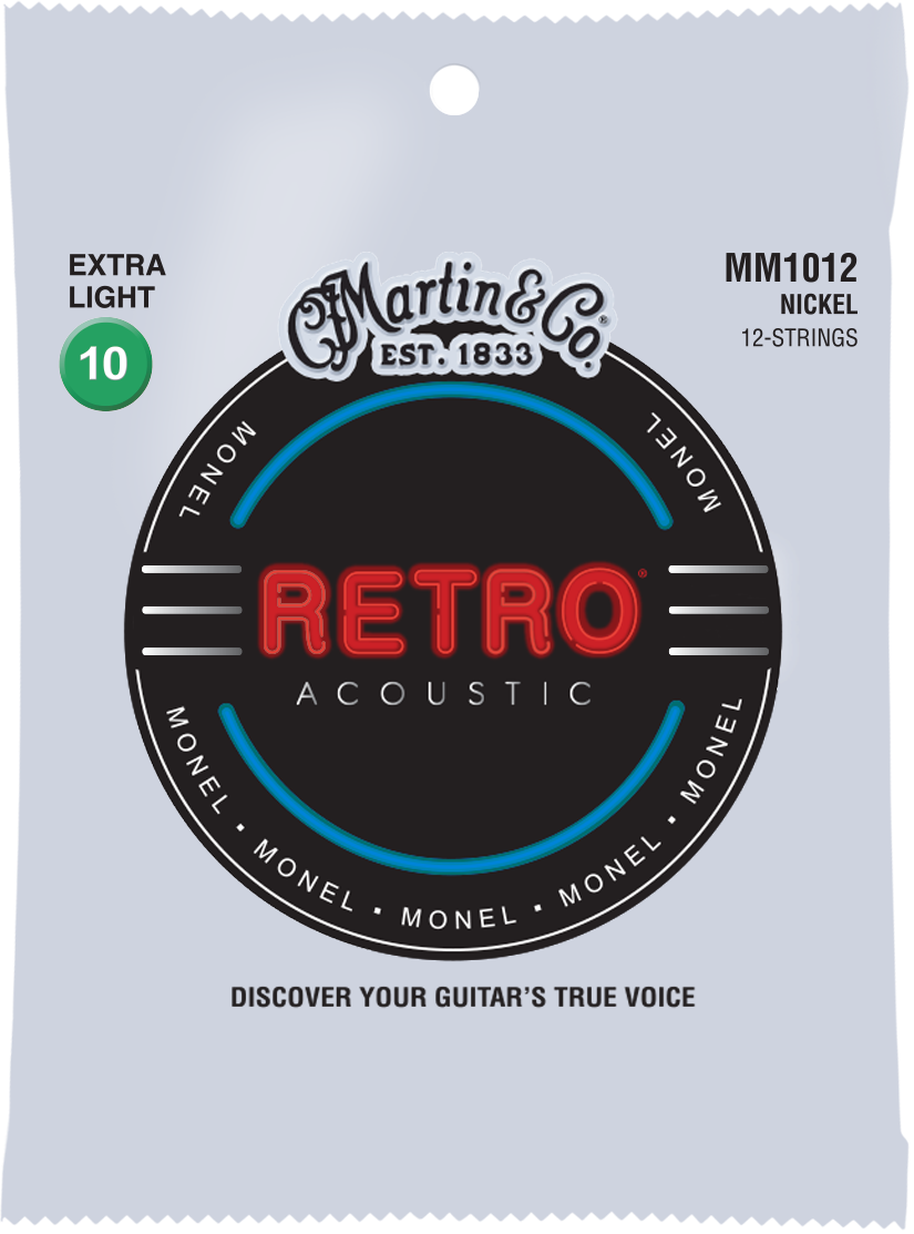 Martin Retro 12 String 10-47 Extra Light Monel Acoustic Guitar Strings MM1012