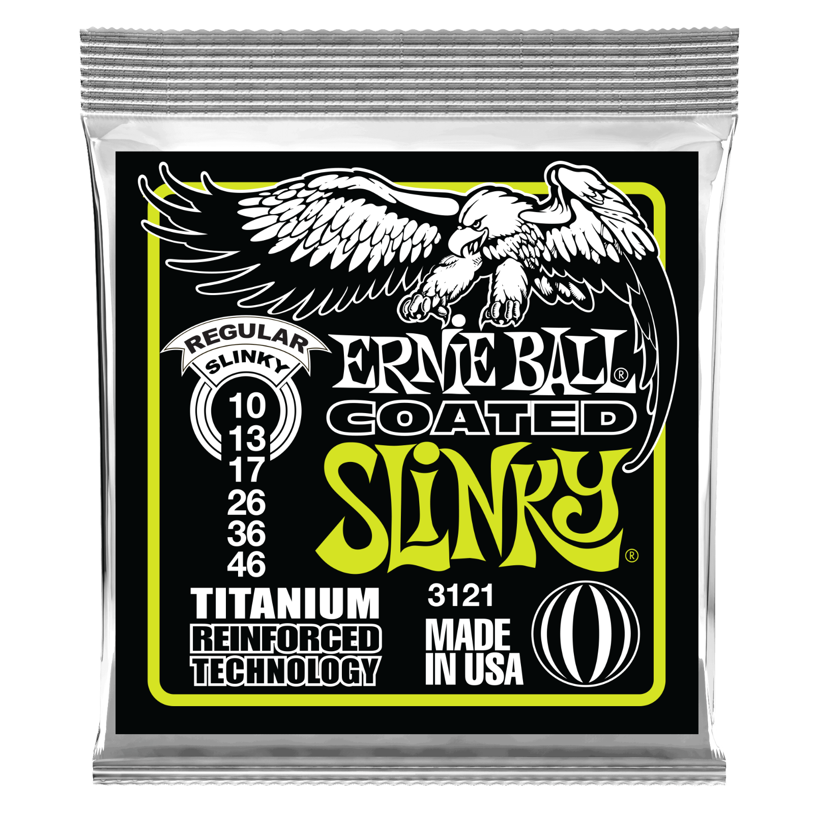 Ernie Ball Coated Titanium RPS Regular Slinky 10-46 Electric Guitar Strings 3121