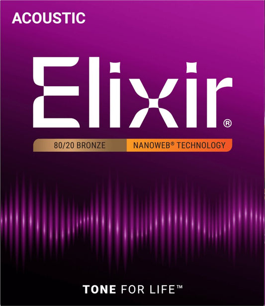 Elixir Nanoweb Coated 13-56 Medium 80/20 Bronze Acoustic Strings 11102